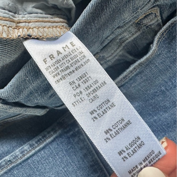 FRAME Le Crop Mini Boot jeans Raw Edge Cairo Blue Denim mid rise stretch 27 - Picture 6 of 7